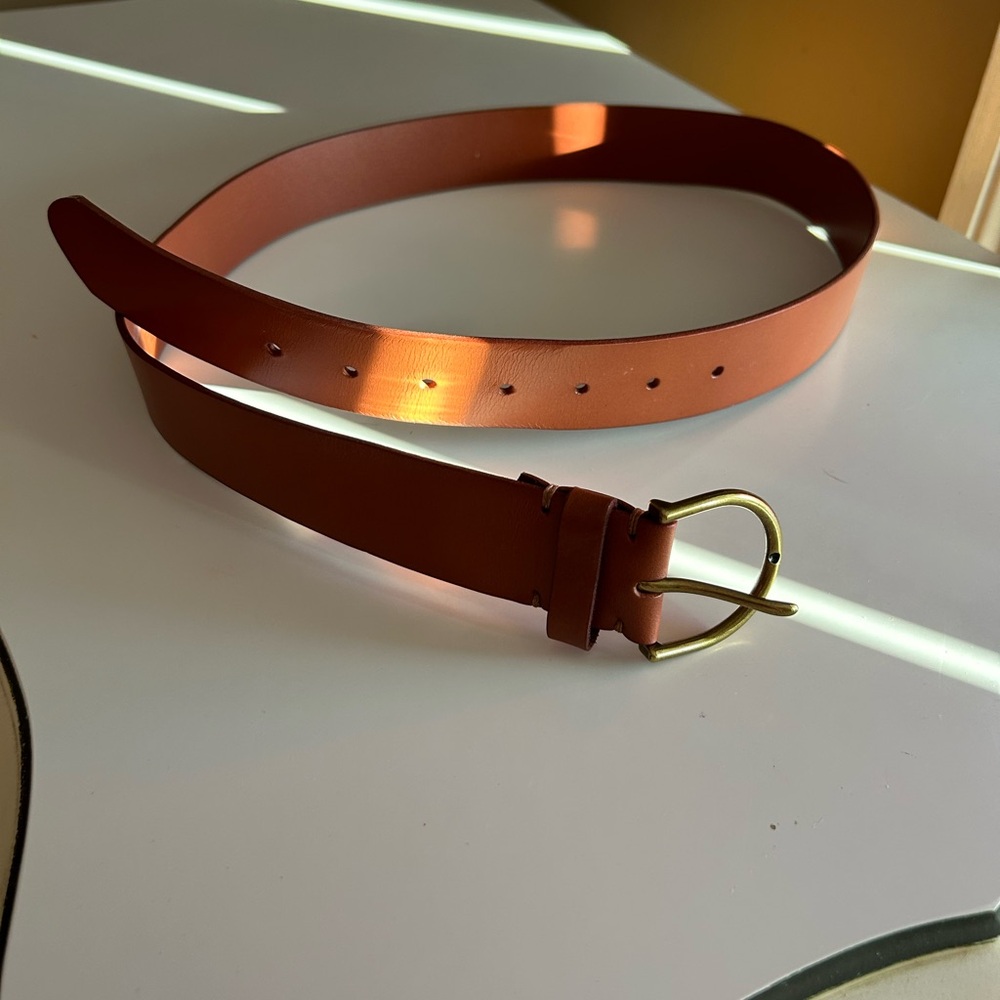 American Eagle Tan Leather Belt with Gold Buckle